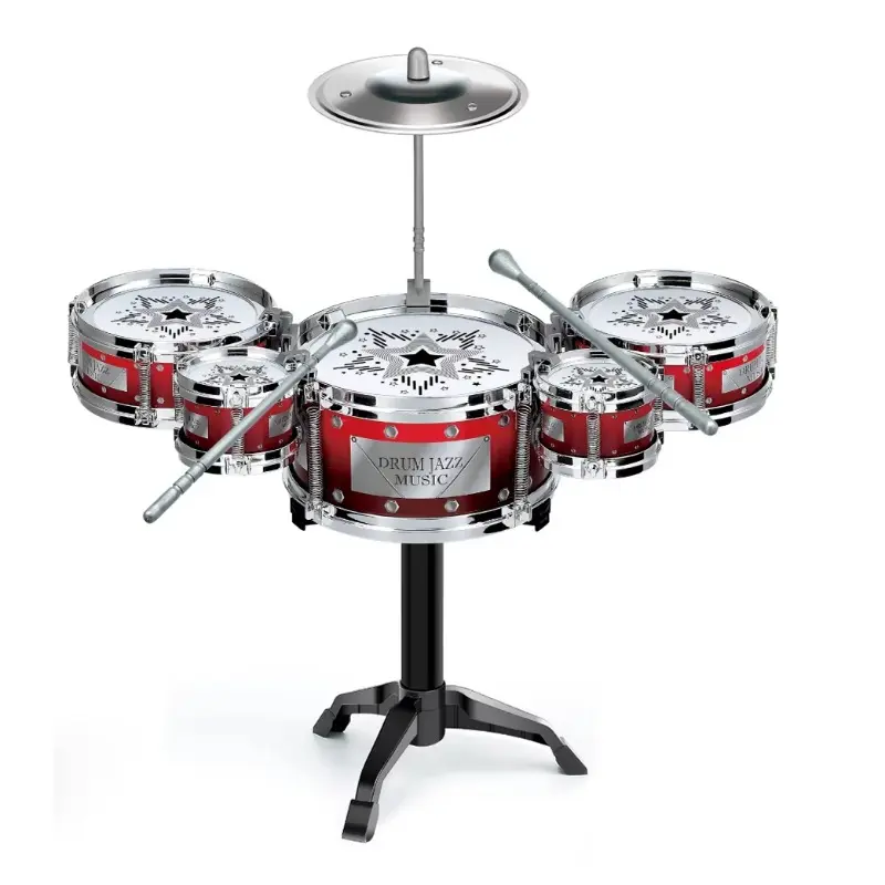 Beginner Kid Drum Set - Western Percussion Educational Musical Toy for Jazz Drums Learning & Practice