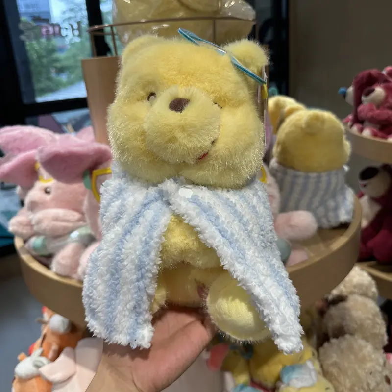 Disney Winnie the Pooh Summer Series Cute Sitting Pose Plush Toy - Soft Stuffed Animal, Embroidered Stitching, Cozy Home Aesthetic Bedroom Decor, Must-Have Collectible, Beautiful Craftsmanship, Adds Warm Playful Touch, Mini Gift for Disney Fans, A Must-Ha