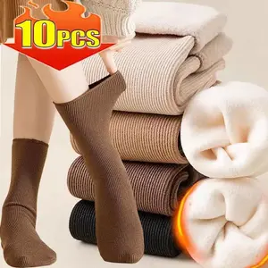 1/5pairs Unisex Winter Warm Sockings for Women Girls Socks Thicken Thermal Socks Black Beige Seamless Snow Floor Unisex Socks