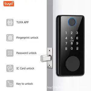 Tuya Smart Wooden Door Lock with APP Control, Password Fingerprint Bluetooth-compatible Electronic Deadbolt, Mechanical Key Included