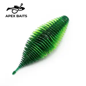 Soft Plastic Fishing Lure 4" (10cm) – 8pcs Ribbed Shrimp Bait, High Vibration Action, Salt Scent, for Bass Trout Walleye