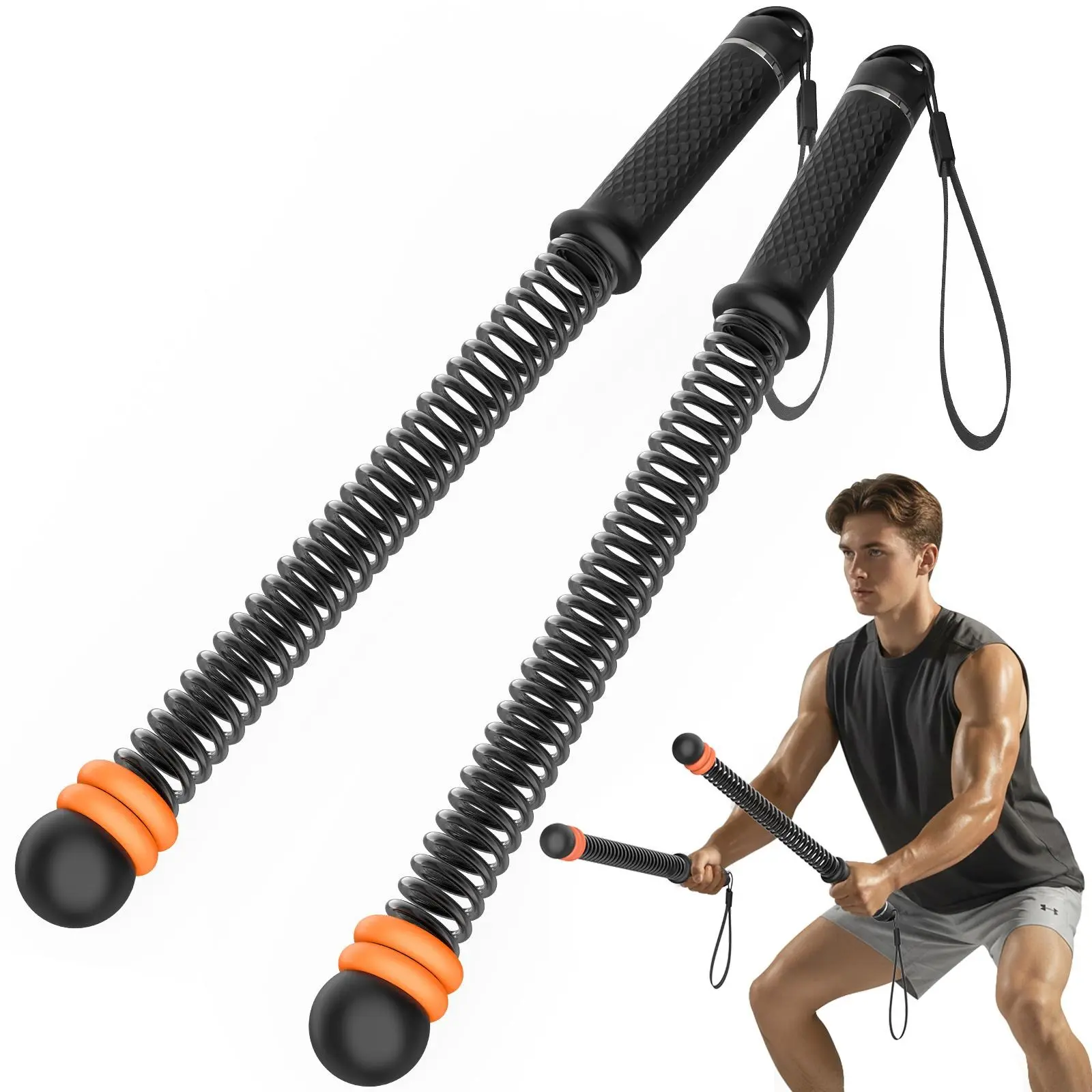 Ropeless Battle Ropes for Home Gym, Cordless Training Rope Fitness Equipment Portable HIIT Stick for Men Women Weighted Workout - Festival Gift Cardio Workout StrengthTraining HomeWorkout summervibes
