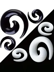 2pcs & Acrylic Spiral Ear Gauges, Taper Stretcher Tunnels for Men, Body Piercing Jewelry 1.6mm-20mm, Unisex Fashion Accessory