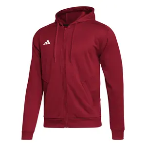 adidas Mens Hoodie Athletic Outerwear Casual Comfort Technology - Red