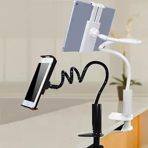 Flexible 360 Degree Rotating Universal Tablet And Phone Holder Hands Free Viewing With Spiral Base Perfect Bedside Or Table Companion For Lazy Browsing