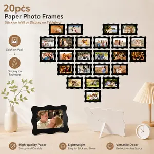 Creative Rectangular Wave Decorative Picture Frame - 4*6 cm heart-shaped frame, suitable for wall and tabletop display (with adhesive), used to record precious moments - The wave-shaped frame can enhance memory and make the home full of love and warmth