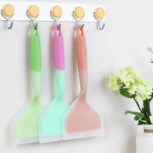 Multi-functional Silicone Spatula & Scraper Set - Sturdy Non-Stick Heat Resistant Kitchen Utensils for Cooking & Grilling - Perfect for Pancakes, Steak & Crepes - Random Color