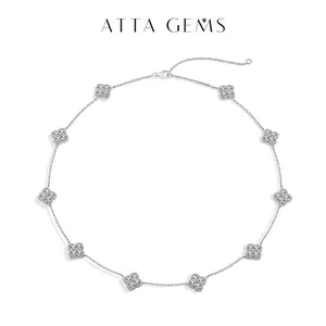 ATTAGEMS 925 Sterling Silver D VVS1 Color Lucky Lab-Created Moissanite Necklace for Women Daily Wear Birthday Anniversary Jewelry Gift for Lovers,Friends,Parents N052