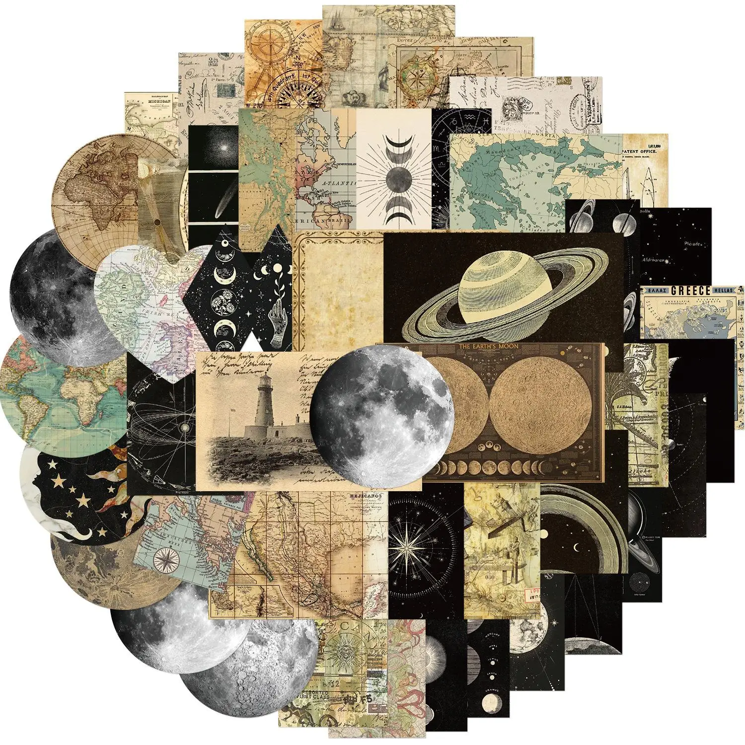 Retro Planet & World Map Car Graffiti Sticker, Self Adhesive Car Body Decor Paper, Car Window & Mirror Decorative Sticker for Car Decoration, Practica