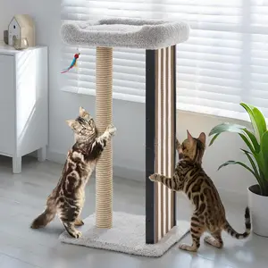 35inch Tall cat scratching post, suitable for adult indoor cats, durable and sturdy cat scratching board with a replaceable metal frame, large cat scratching post with a soft top bed