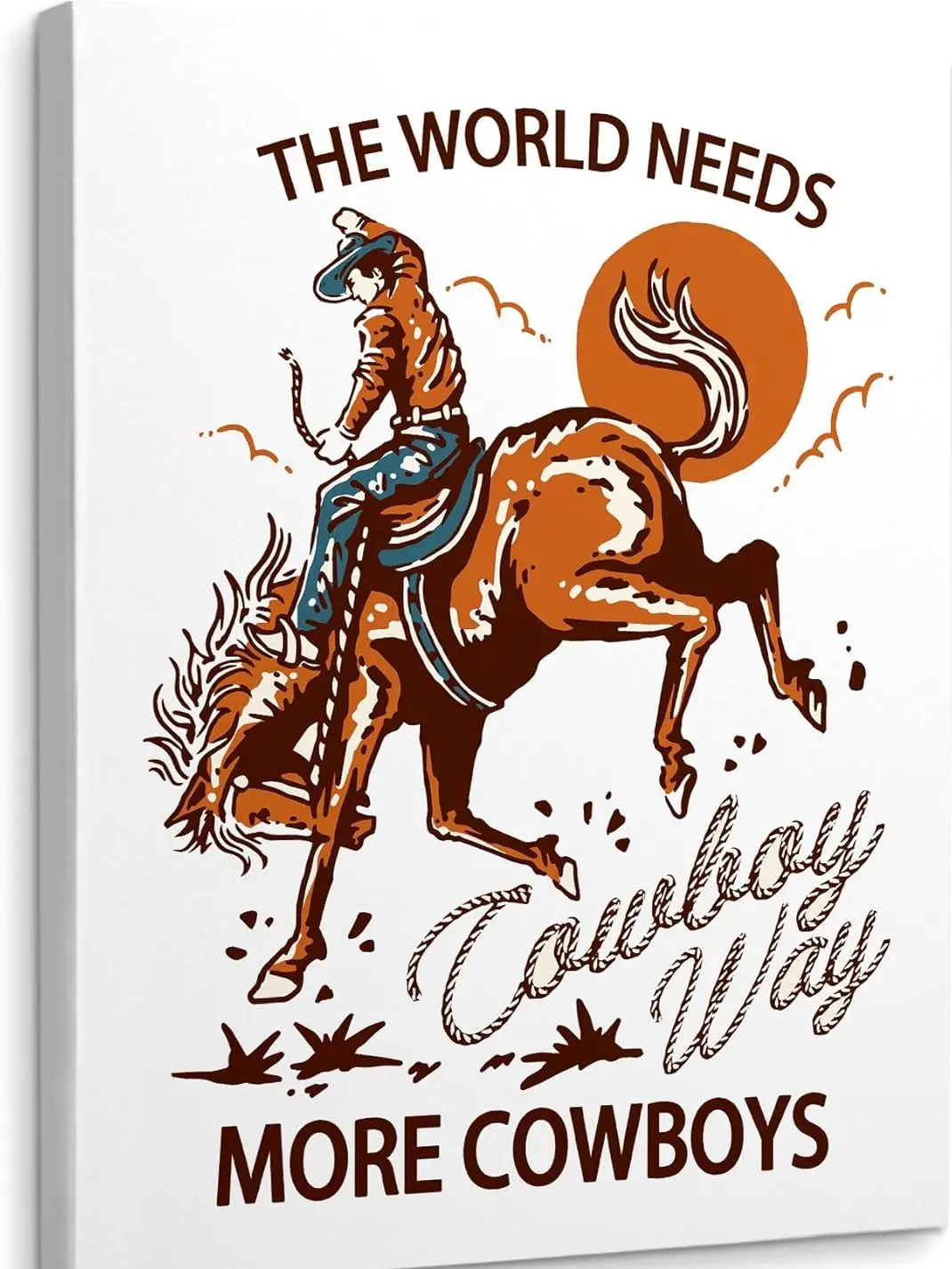 Western Cowboy Wall Decor Framed Canvas Wall Art,The World Needs More Cowboys Wall Decor Canvas Home Decorations For Western Kids Bedroom Nursery Gallery Wall Decor SHJY-02233
