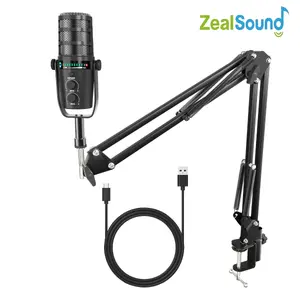 Dynamic Microphone, XLR/USB Podcast Microphone with Desktop Stand, Mute Button, Headphone Jack, Gain Knob & Volume Control, Gaming Microphone for Podcasting, Recording, Live Streaming, Voice-Over Audio Smartphone