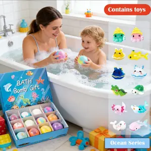 Kids Bath Bombs with Hidden Ocean Toys, 12pcs Bubble Bath Bombs for Kids, Natural Safe Bath Fizzies for Sensitive Skin, Fun Bathtime Gifts