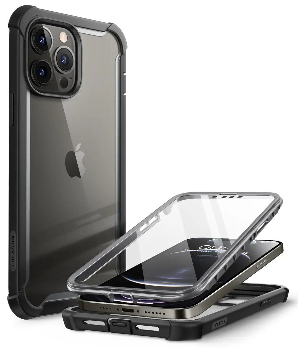 i-Blason CASE For iPhone 14 Pro Max/Plus/Pro/Mini/SE/XS/Xr/X/8/7/6S/5S, Full-Body Clear Rugged Bumper with Built-in Screen Protector