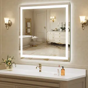 Hasipu LED Bathroom Mirror with Lights, Lighted Vanity Tempered Glass Mirrors for Bathroom with Anti-Fog, Dimmable, Wall Mounted & 3-Year Warranty