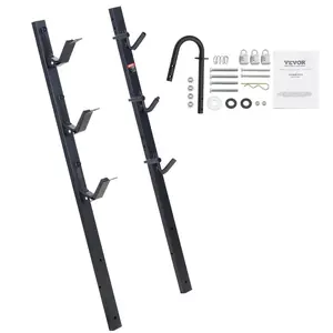 summervibes 3-Place Weeder Trimmer Rack, Locking Hold Landscape Tool Rack Carrier, Mountable on Open Pickups/Trailers & Enclosed Trailers, Pair Set, Garden Tool Organizer, Lockable Tool Storage