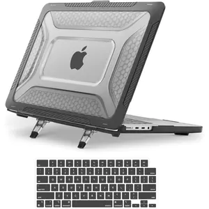 MOSISO Compatible with MacBook Pro 16 inch Case M5 M4 M3 M2 M1 2026-2021 A3429 A3428 A3403 A3186 A2991 A2780 A2485, 2 in 1 Kit Honeycomb Shockproof TPU Bumper Shell with Fold Kickstand,