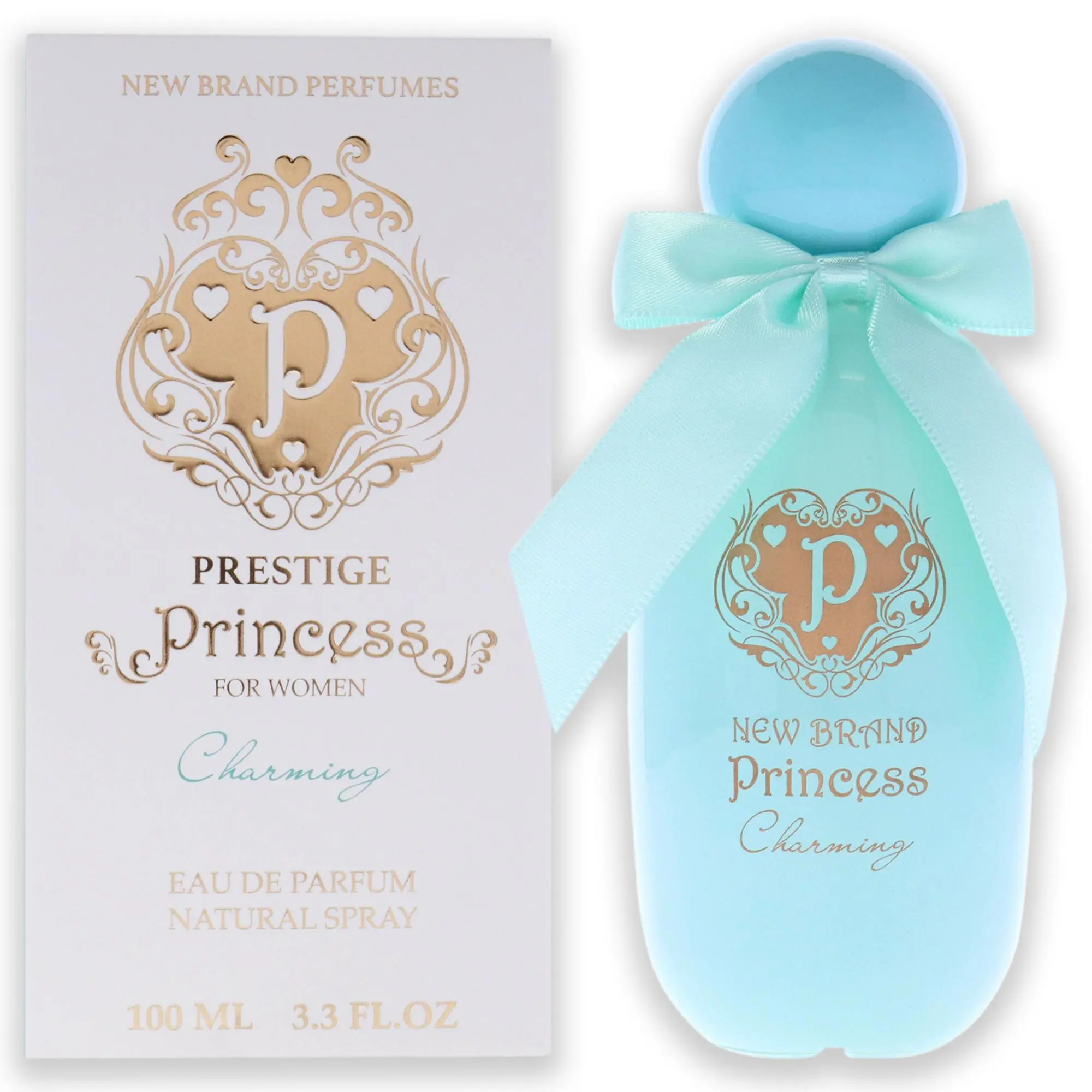 Prestige Princess Charming EDP Spray for Women by New Brand - 3.3 oz (100ml) Natural Inviting Aroma Daily Use Spray Bottle, Box