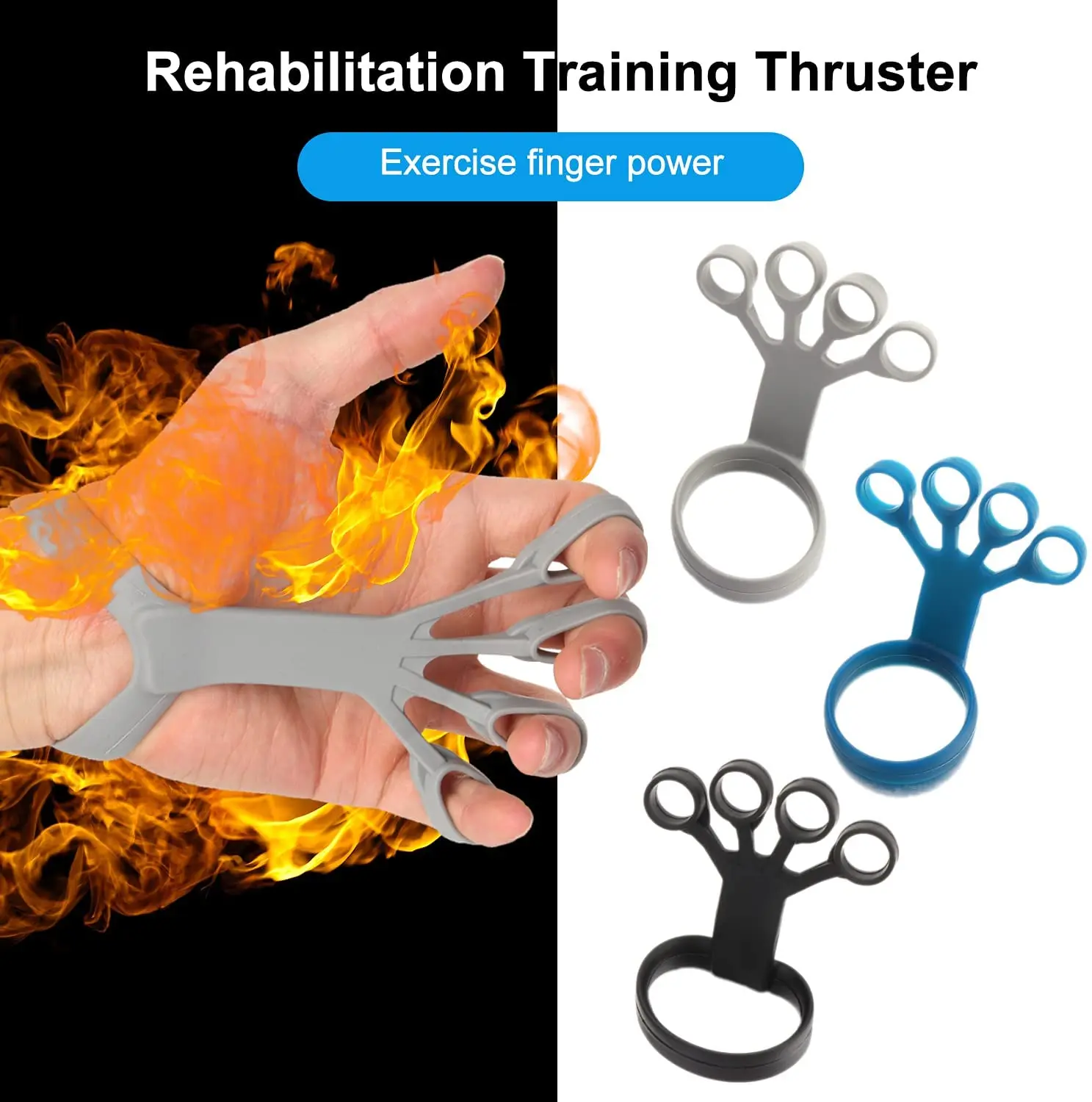Silicone Finger Resistance Trainer with 3 Strength Levels, Hand Grip Strengthener for Arthritis, Tendonitis Pain Relief & Rehabilitation Recovery