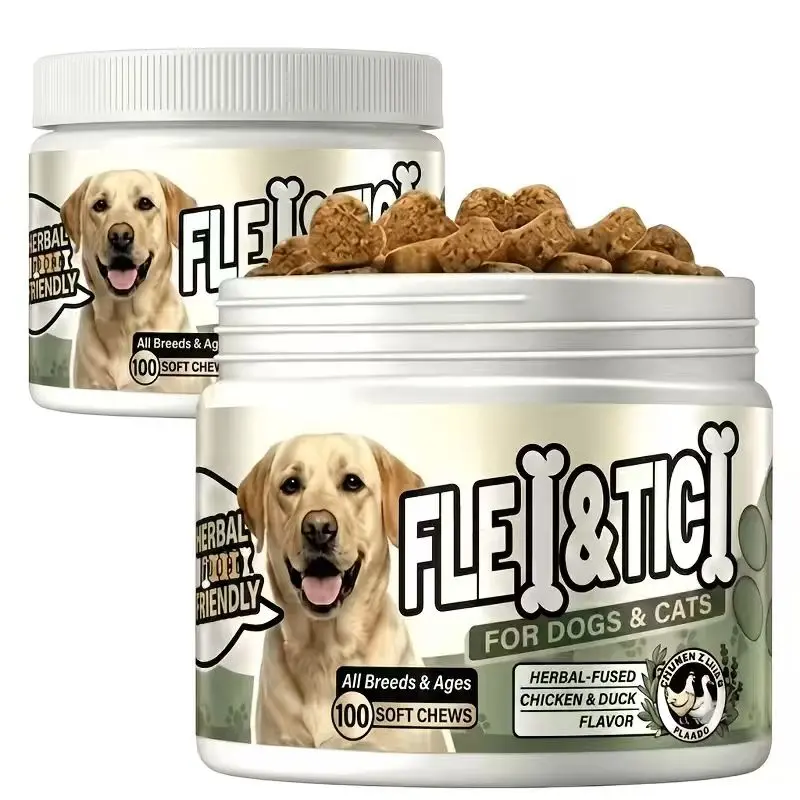 2-Pack Dog Grooming Probiotic Granules, Chicken Flavor, 200 Count, 600M CFU Live Bacteria & Vitamin B, Supports Gut, Digestive, Immune, Skin & Coat Health, Suitable For All Dog Breeds & Ages