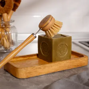 Bamboo Dish Brush with Long Handle – Eco-Friendly Kitchen Scrubber