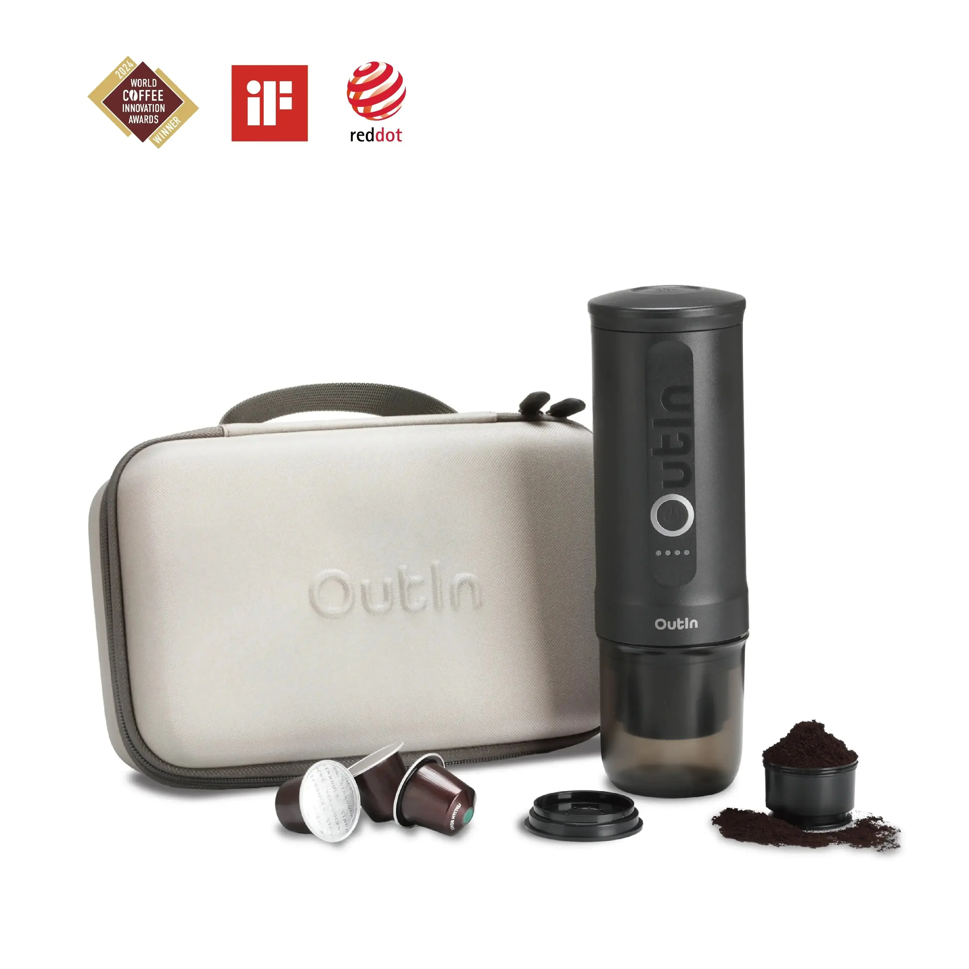 Traveler Espresso Gift Set (Space Grey) - European Certified Materials Portable Coffee Machine with 2-in-1 Method, Fast Heating, Less Than 700 g Kitchenware Tool