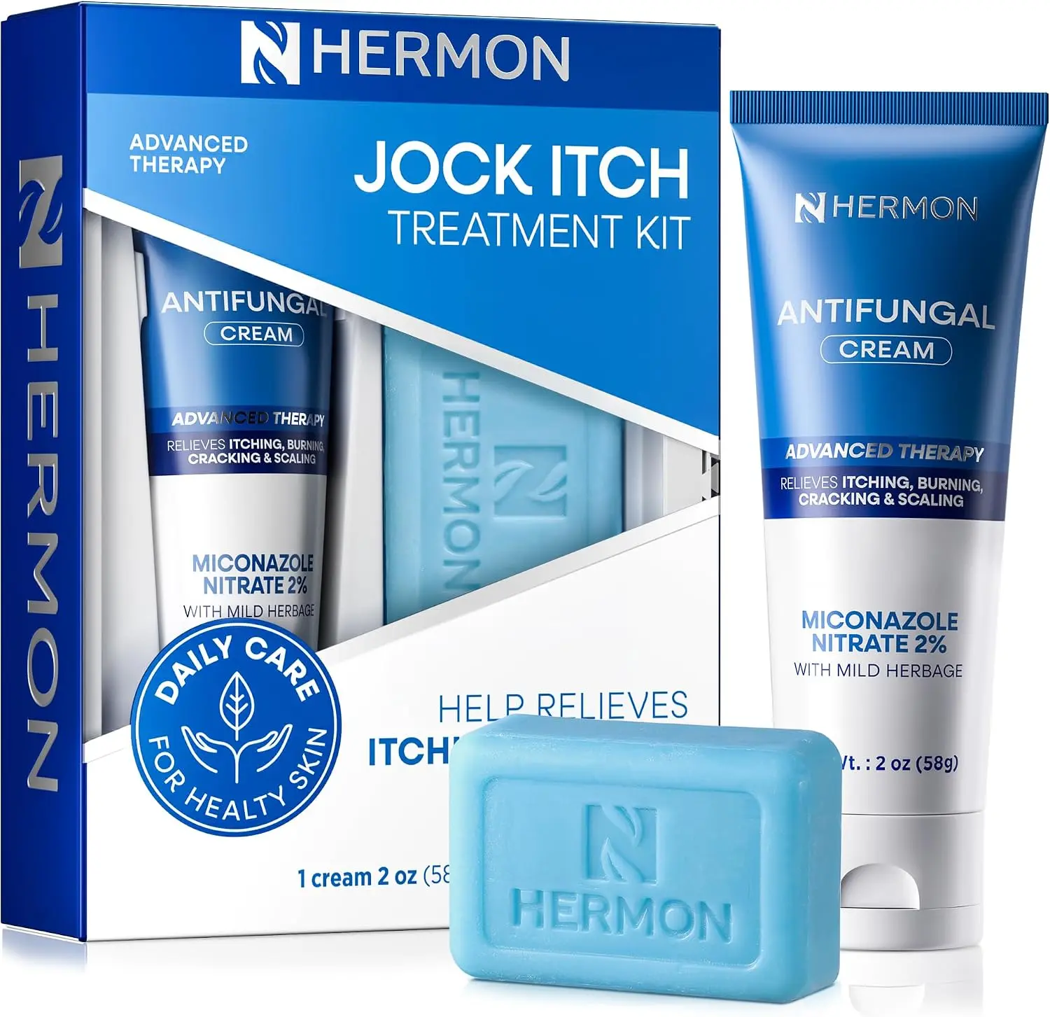 Miconazole Antifungal Cream & Soap for Jock Itch, Athletes Foot & Ringworm | Fast-Acting Anti-Fungal Care that Soothes, Cleanses & Restores Skin Health