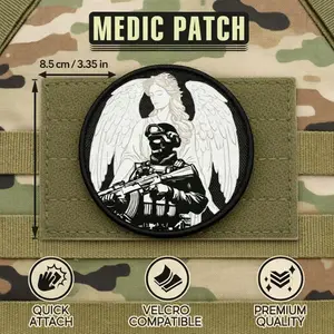 Angel Guardian Quick-Adhesive Durable Velcro Patch, Medic Patch, Perfect Tactical Gear Choice, Includes Hot Melt Glue Hook & Loop Fastener, Iron-On Logo Patches, Hook And Loop Fastener