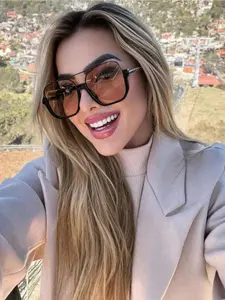 Vintage Geometric Frame Glasses, Trendy Casual Glasses for Women, Fashion Accessories for Everyday Use and Outdoor Activities, Fashionable Frames Glasses, Trendy Shades