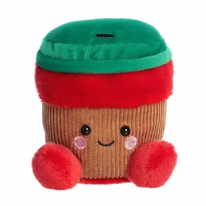 Palm Pals Festive Jo Peppermint Mocha 5 inch Red Mini Soft Plush Collectable Stuffed Animal