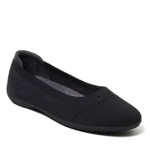 Dearfoams Women's Misty Ballet Flat Lightweight Slip Ons - Black Solid Size 8