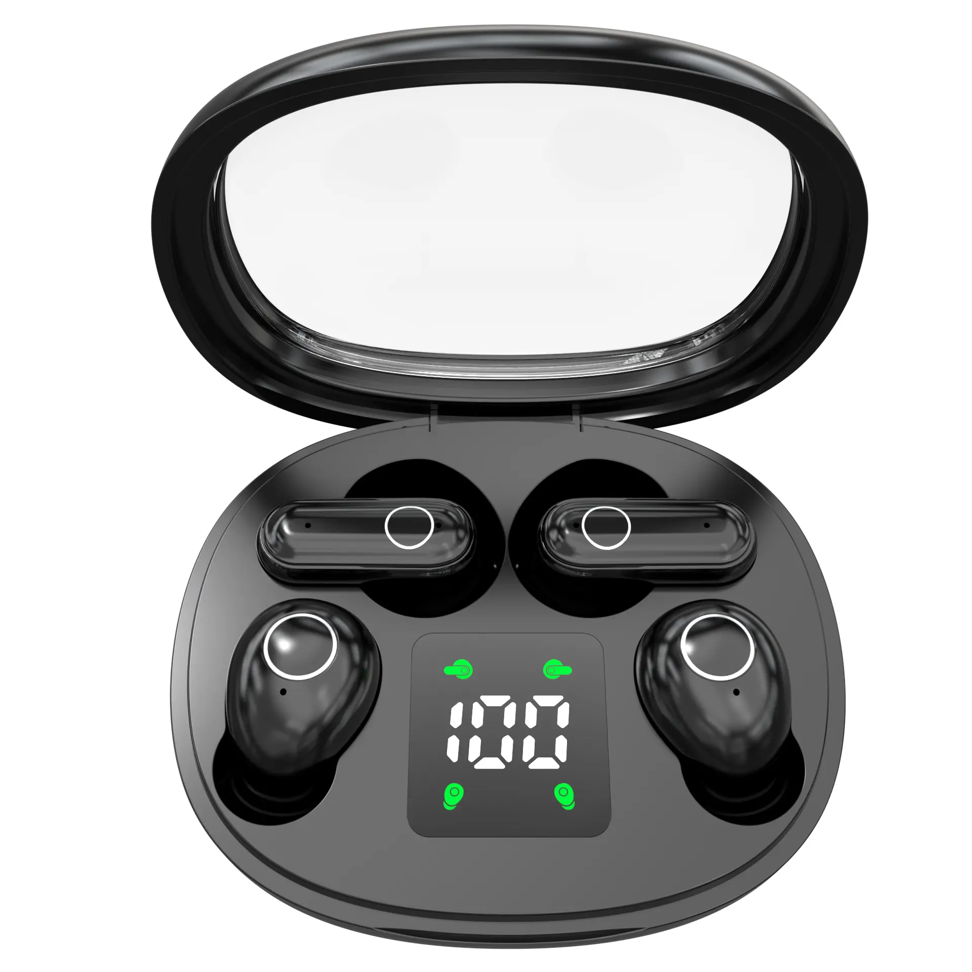 2 Pairs True Wireless Bluetooth Audio Earbuds - Tiny Invisible Mini Short Handle Headset for Work, Sports, Charging, Instant Connectivity, Friend-Friendly Use True Wireless Earbuds Black