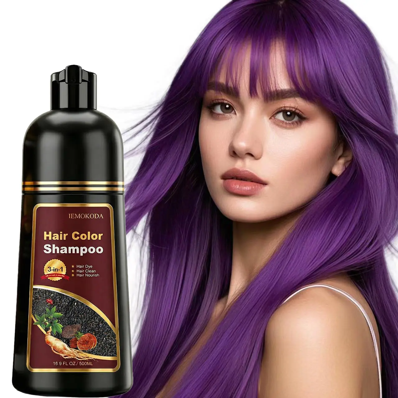 Natural Purple Hair Dye Shampoo - 3-in-1 Nourishing & Dyeing for Men & Women, 100% Coverage for All Hair Types, Gift For Men Women,Haircare Shine Hair