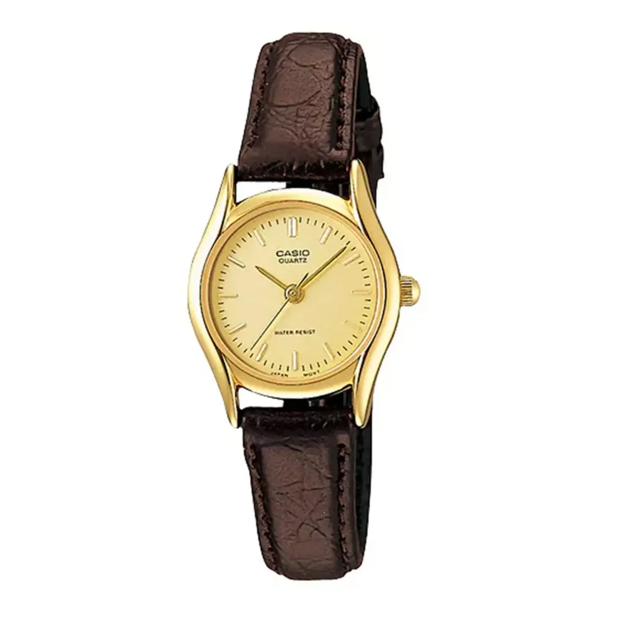 Casio Women’s Brown Leather Strap Analog Watch with Gold Dial - LTP-1094Q-9ARDF
