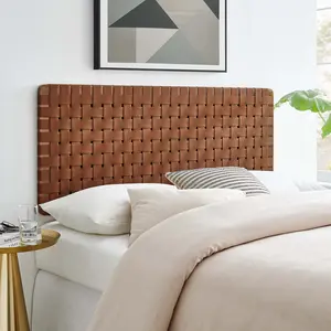 Modway Sparta Weave Full Vegan Leather Headboard in Walnut Brown