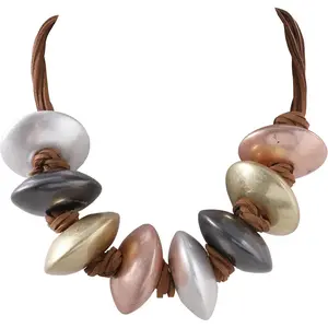 Chunky Clavicle Statement Necklace Multi-layer Leather Rope Irregular Big Beads Necklaces for Women