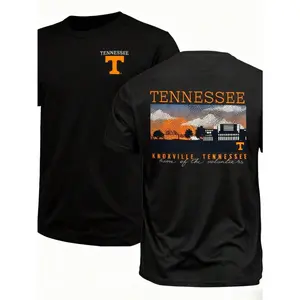 Cotton Men's T-Shirts, Men's Tennessee Volunteers Campus Scene Core T-Shirts, Volunteers Fan Game Day T-Shirts, Graphic Print Men's Short Sleeves, Everyday Casual Men's T-Shirts