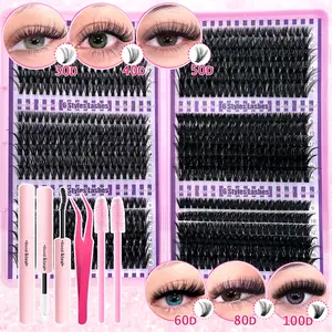 New High-Capacity Voluminous DIY Lash Book, Eyelash Extensions, 30D-100D, 9-16mm Mixed Lengths, Curly & Voluminous, Perfect for Party, Stage & All Makeuplooks