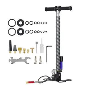 PCP Hand Pump, 3.5-Stage High-Pressure Air Rifle Filling Stirrup Pump, 31.03 MPa (4500 PSI), With Oil-Moisture Filter, Pressure Gauge, Stainless Steel Body, Suitable For Airguns, Paintball, And Tire Filling