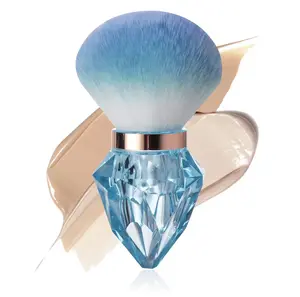 AKINA Luxury Crystal Diamond Makeup Brush - Gem-Cut Handle in Crystal Rose Pink Blue & Clear - Ultra Soft Gradient Bristles - Lightweight Durable Design for Precision Application