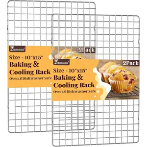 Cooling Racks for Cooking and Baking - 2 PCS 10" x 15" Grid Wire Baking Rack for Oven Cooking Baking Grilling Roasting Dishwasher Safe Bacon Rack Fits Jelly Roll Cookie Sheet Pan