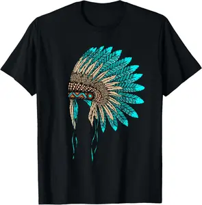100% Cotton Native American Indian Headdress Costume Jewelry Decor T-Shirt