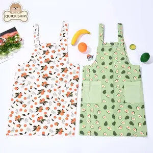 Orange Avocado Lemon Peach Linen Fruit Apron With Pockets, Garden Work ,  Gift For Kitchen,Dad,Mom,Valentine's Day