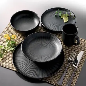 Oxford Contempo, Onyx Stoneware 20 Piece Dinnerware Set, Service for 4