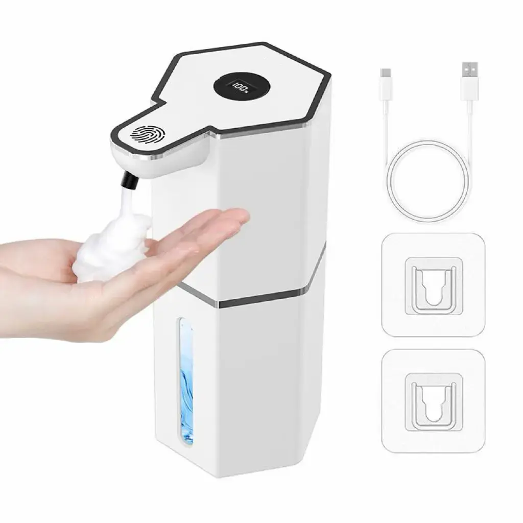 Upgraded Automatic Soap Dispenser Touchless Smart Foam Liquid Dispenser USB Rechargeable Waterproof IPX5 12oz Large Capacity 4 Adjustable Dispense Levels Wall Mount For Kitchen Bathroom Home Essentials Hygiene Solution outdoorfun Soap Canister Soap Mounte