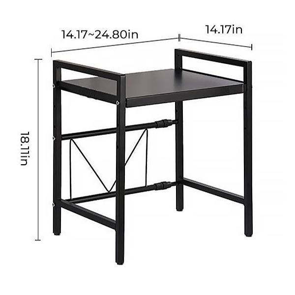 Adjustable Extendable Double-Layer Carbon Steel Microwave Rack, Home Storage Solutions, College Dorm Organization Shelf for Kitchen Countertop Utensils, Dishes & Small Appliances