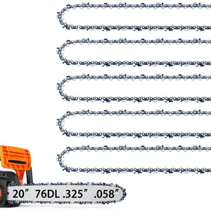 5 Pack 20 Inch  Chain .325" Pitch .058" Gauge 76 Drive Links Fits Blue Max 53543, 52209, 8901, 8902, for Supmix 62cc, Stihl, Oregon and  (5 Chains)