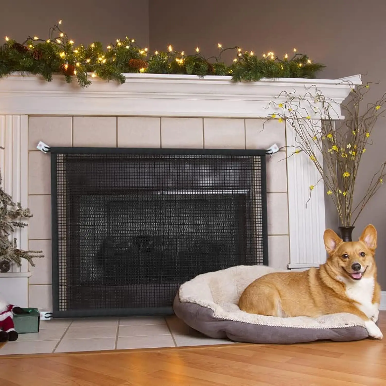 Mesh Fireplace Screen Gate - Child-Proof Barrier Guard, Living Room Fireplace Cover for Toddlers & Pets, 29 x 41 in, 29 X 41 Inches