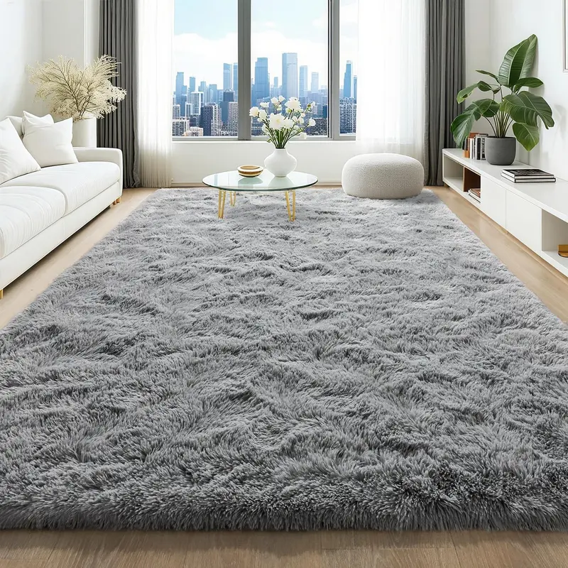 8x10ft Luxury Plush Large Mat for Living Room - Fluffy Modern Shag Non-Slip Soft Mat, Machine Washable Polyester Blend, Rectangular Shape, Ideal for Bedroom, Study, Dorm, Home Decor, Christmas Gift, Christmas Decor