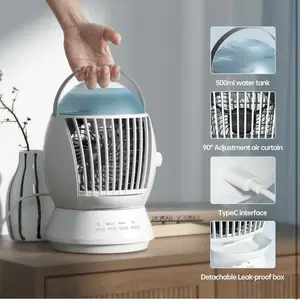 Portable Air Conditioners, Waterproof motor, 3 Wind Speed, 3 Stage Spray, Mini Oscillating Air Cooler, Personal Mini Air Cooling Fan for Room Car Office (White)
